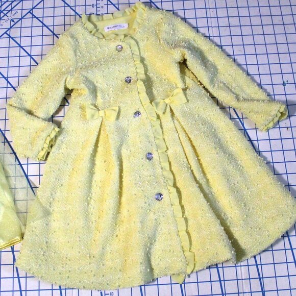 Nanette Kids Yellow Sparkly Dress and Matching Coat, 4T - Picture 4 of 8